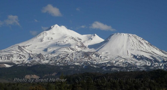 Mt. Shasta and Shastina's north sides beckon to backcountry skiers.