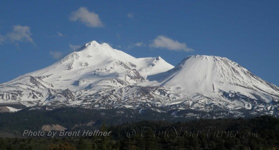 Mt. Shasta and Shastina's north sides beckon to backcountry skiers.