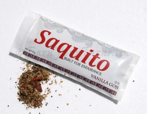 Saquito is a mix of chia & hemp seeds, coconut flakes, goji berries, coconut sugar, rice bran, cinnamon, vanilla bean, Inuun soluble fiber, and stevia leaf extract. The Goji berries give it flavor and keep it from being too dry.