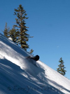 Spirit Dan rips freshies on Tahoe's West Shore.