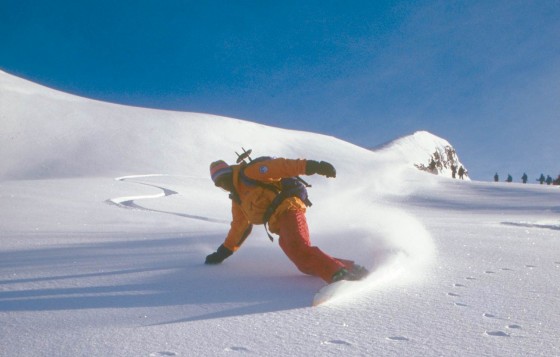 Ruedi Beglinger was one of the first guides in North America to lead tours with a  splitboard.