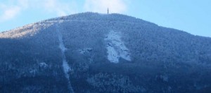 The obvious line on the left is a power line trail. The gash in the center, from a landslide. The Thunderbolt Trail winds  around on the right side of this photo.