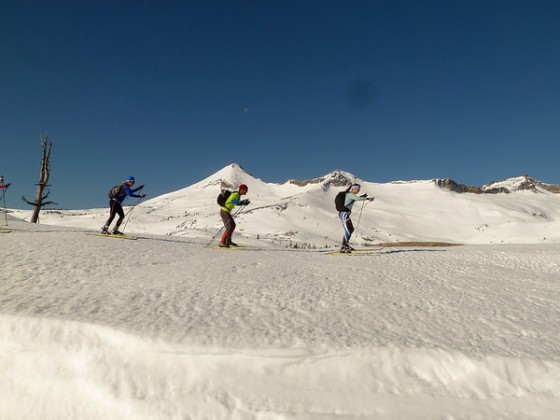 Backcountry skate skiing in Desolation Wilderness.