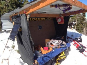 Joe Bob's semi-portable summit bench/shelter.