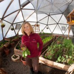 Susie Sutphin in a Tahoe Food Hub grow dome.