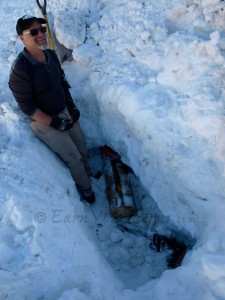 Shiek Yerbouti helps set the course with a Lincoln-log dummy buried 0.8m deep in bermcrete. 