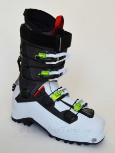 Beast of a boot from Dynafit. Magnesium rear spoiler, Master Step Inserts, and cool buckles. 