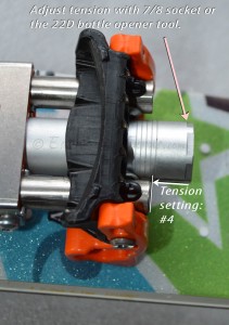 No cable pivot position adjustment, that's fixed, but you can adjust the tension by tightening the springs. 