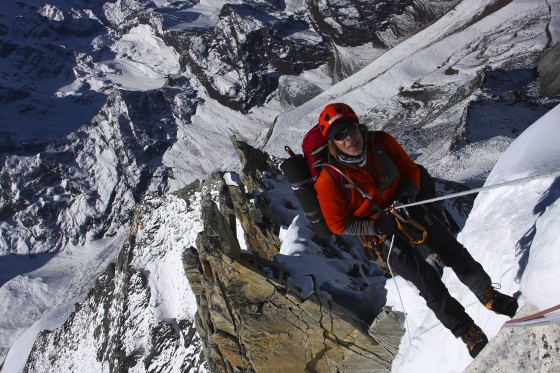 Vlad Moroz rapping down after a successful summit of Ama Dablam, 2014